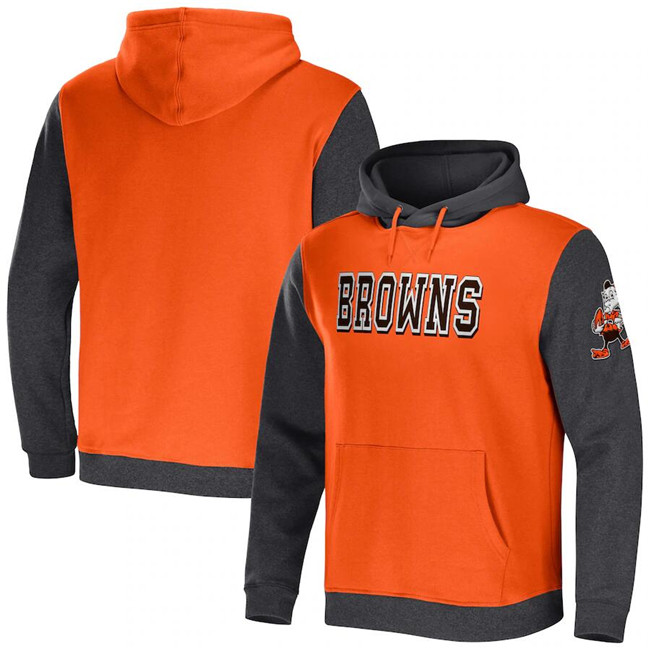 Cleveland Browns x Darius Rucker Collection Orange/Heather Charcoal Colorblock Pullover Hoodie